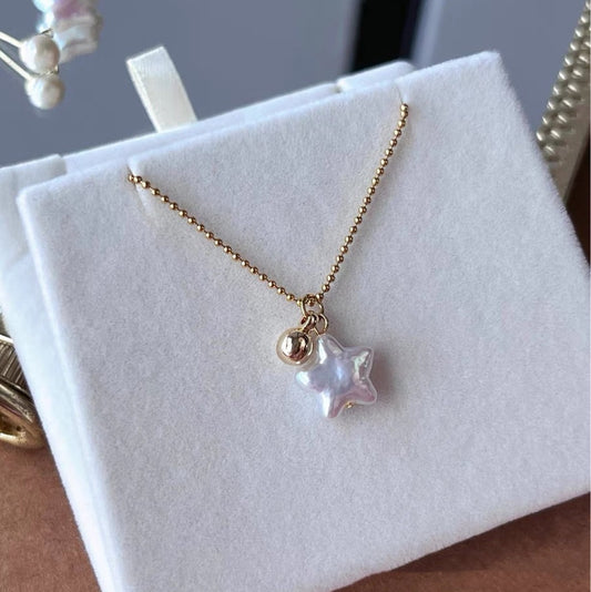 Natural Baroque Five-pointed Star Baroque Pearl Necklace Design Sense Earrings Unique