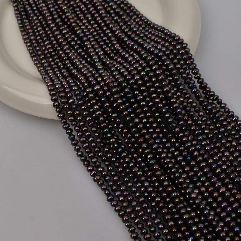 1177 Natural Freshwater Pearl Peacock Black, Pearl String Loose Bead Pearl work in progress DIY