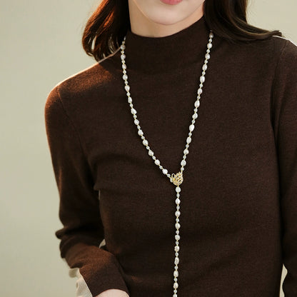 Natural Baroque Pearl Necklace Women's Premium Small Fragrant Wind Autumn and Winter Long Swan Sweater Chain Wear more than one