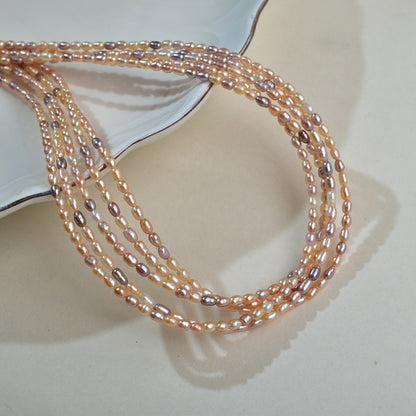 1050 Natural Rice Bead Pearl Necklace  3mm Mixed Color Pearl Loose Beads DIY Material