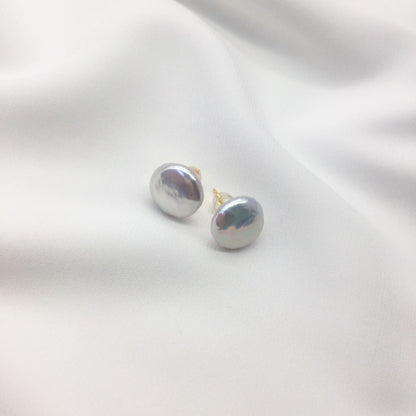 freshwater button flat baroque necklace bracelet stud earrings three-piece set