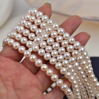 1111 Natural Fresh Water 7-8mm Near Round Nucleless Pearl Necklace String work in progress