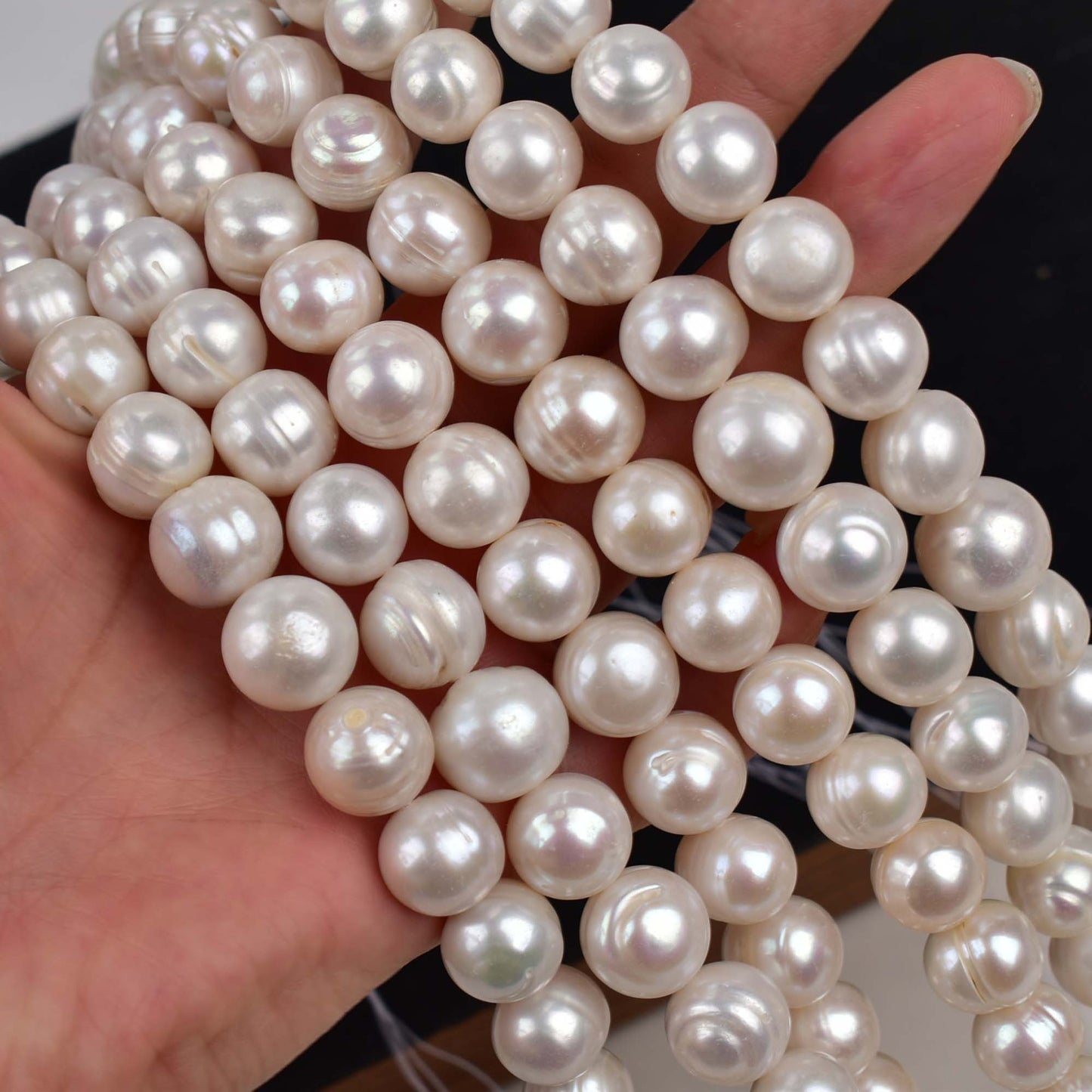 1179 large particles about 12mm white, pearl DIY freshwater pearl loose bead necklace work in progress