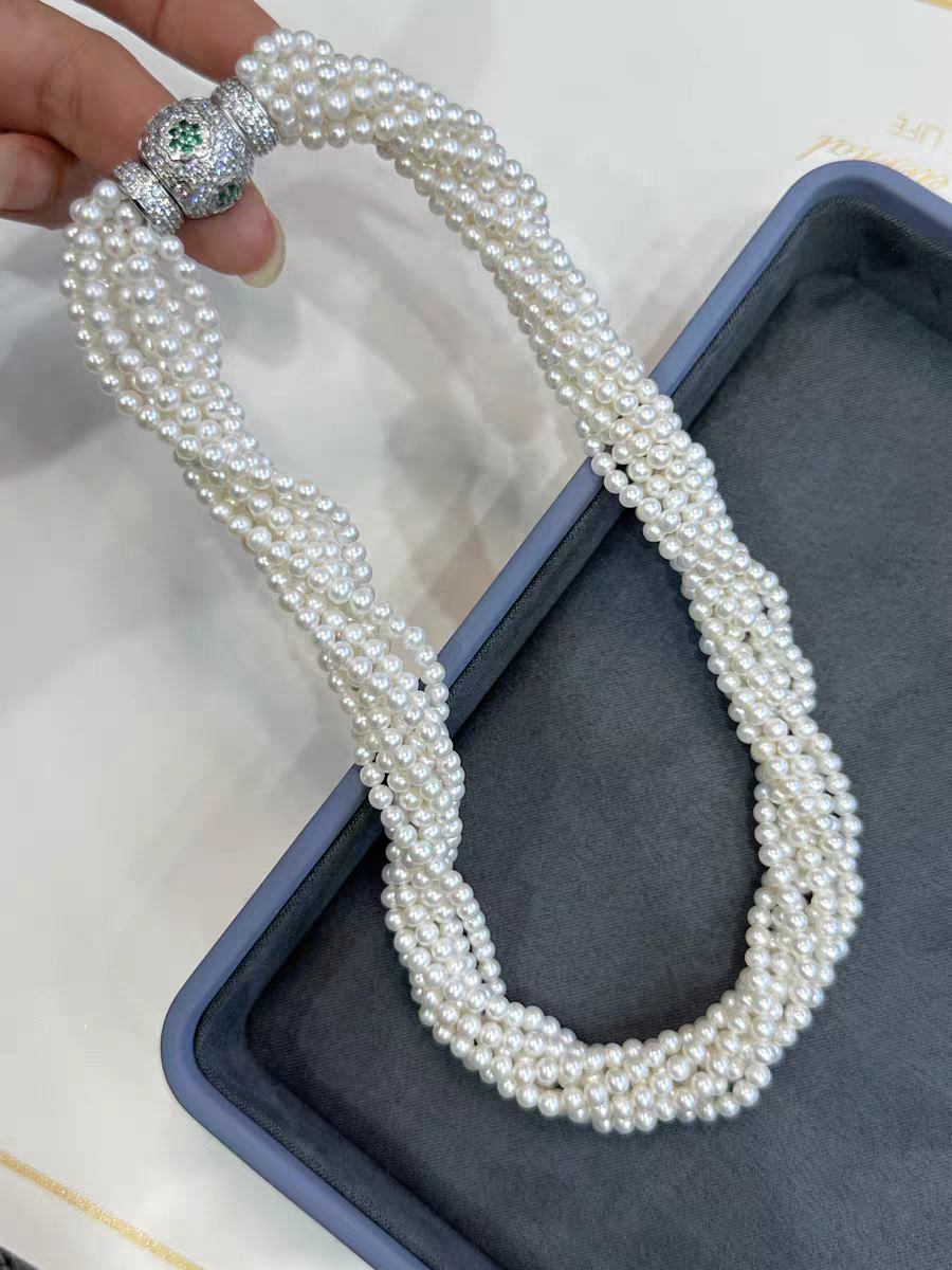 Multi-strand natural pearl necklace is very foreign, pure hand-woven twist item antique jewelry
