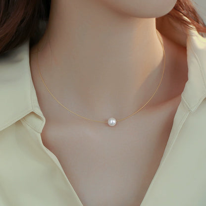 French retro natural pearl necklace female stacked wearing 14k gold collarbone chain Qixi Festival gift to girlfriend