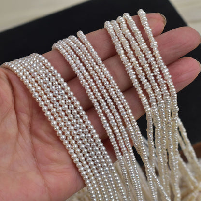 1133 natural freshwater pearls 2-3mm near round beads small flat beads loose beads DIY work in progress a string length about 38cm