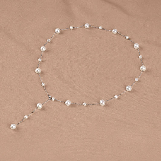 Accessories Natural Freshwater Pearl Necklace Sterling Silver Gypsy Strong Light Clavicle Chain Women's Fashion XL087