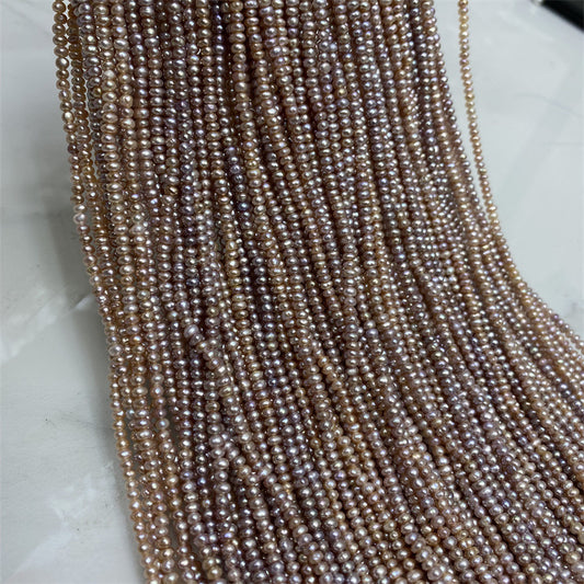 1218 natural freshwater pearls 2-3mm flat beads purple abacus beads necklace work in progress DIY handmade loose beads