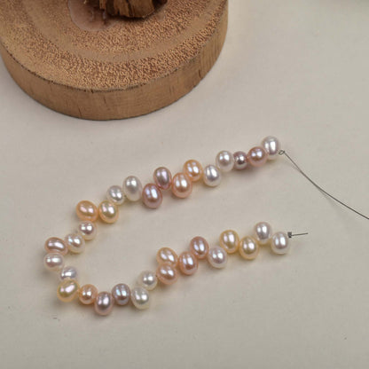 1042 Natural Freshwater Real Pearl Loose Beads 7-8mm DIY Handmade Materials