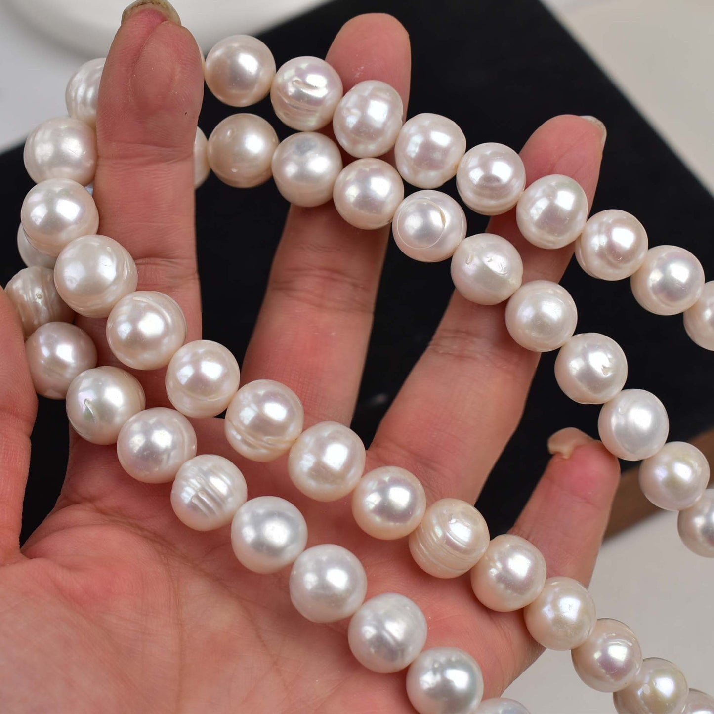 1179 large particles about 12mm white, pearl DIY freshwater pearl loose bead necklace work in progress