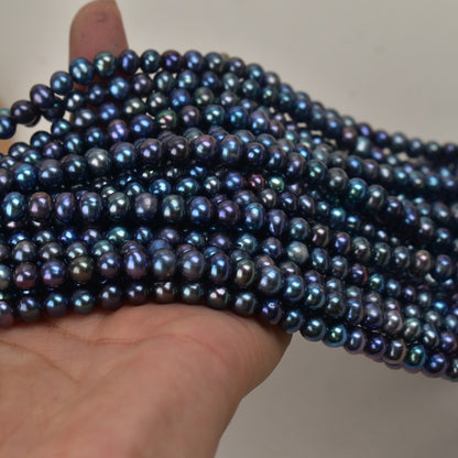 1163 5-6Mm Near Round Black Pearl Natural Freshwater Pearl Necklace work in progress