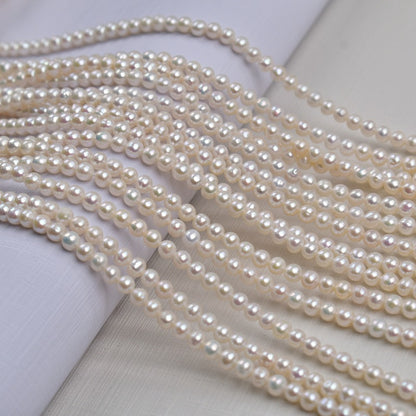 1172 4-5Mm Near Round Pearl, Natural Freshwater Pearl DIY Beaded Necklace Bracelet Accessories
