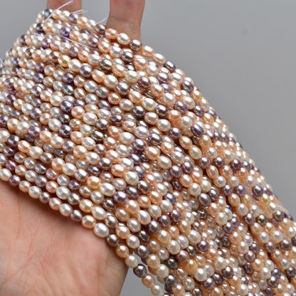 1055 4-4.5 mm Natural Freshwater Pearl Mixed Color Rice Beads