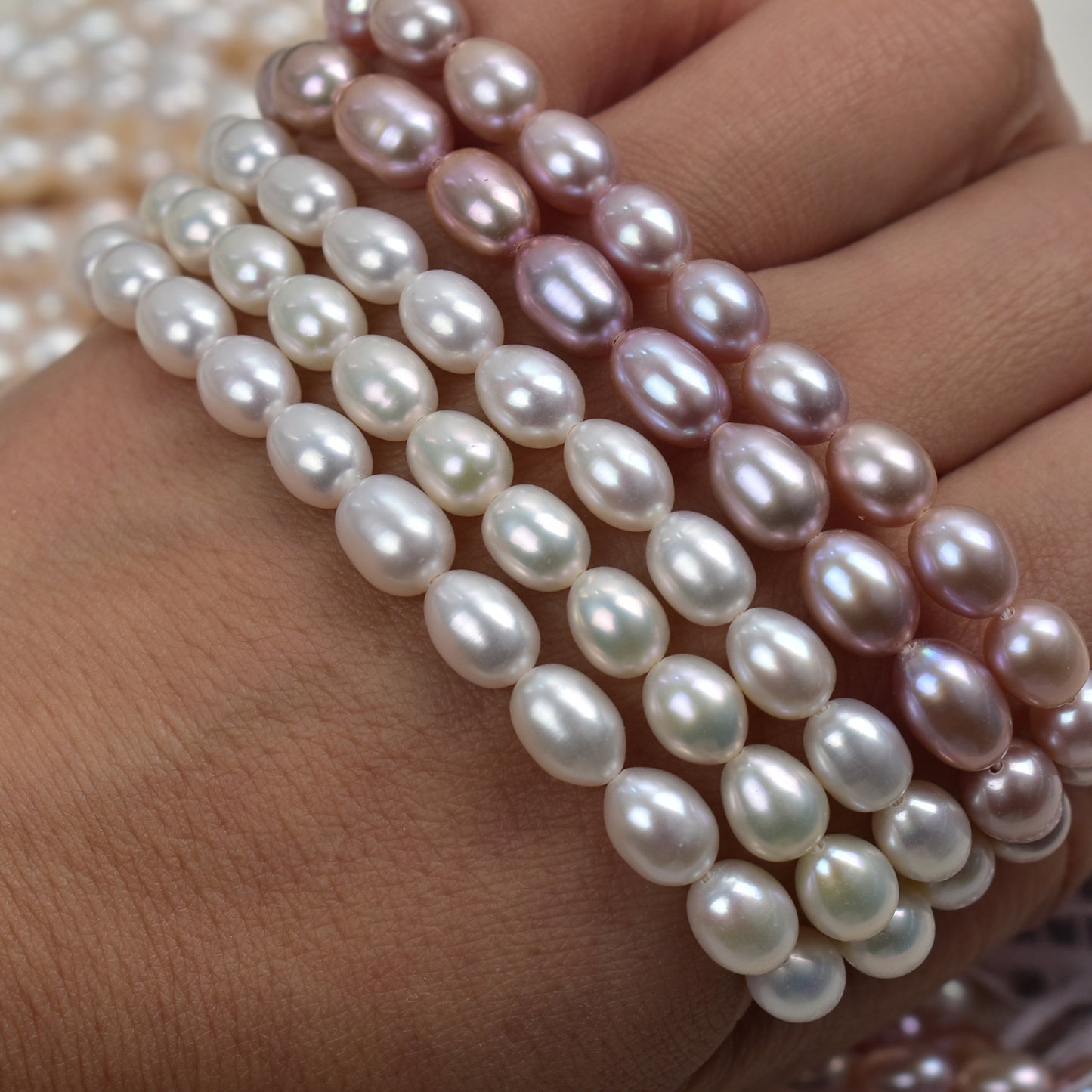 1016-Natural Freshwater Pearl Rice-shaped Loose Beads DIY Handmade Jewelry Accessories