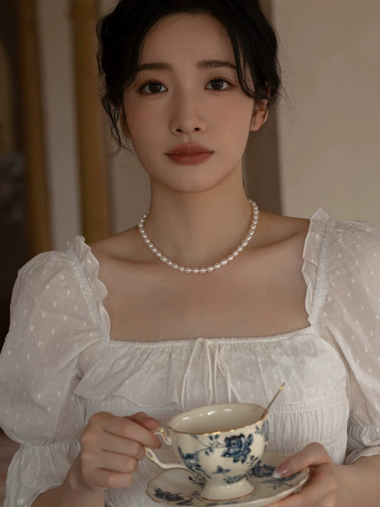 Natural Freshwater Pearl Necklace Design Chain Jewelry Collar Women Stacked Wear