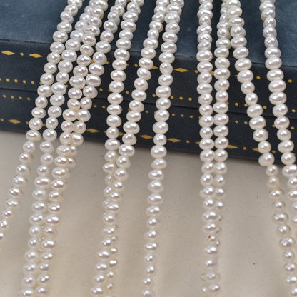 1142 natural freshwater strong light 3-4mm round pearl necklace jewelry work in progress