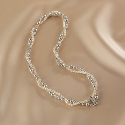 French pearl necklace women's real multi-hemp color exquisite double stacking design choker