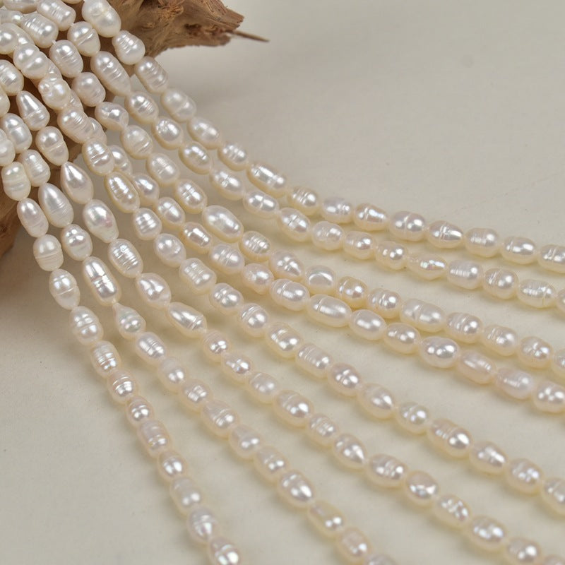 1036 New 5-6mm Threaded Rice Bead Pearl Natural Freshwater Pearl DIY Handmade Jewelry in Stock