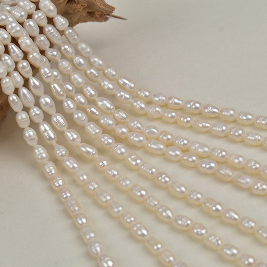 1036 New 5-6mm Threaded Rice Bead Pearl Natural Freshwater Pearl DIY Handmade Jewelry in Stock