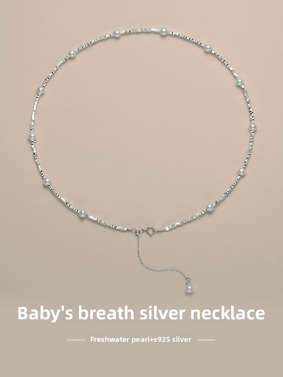 Baby Pearl Necklace Gypsy Lady Natural Freshwater Round Strong Light