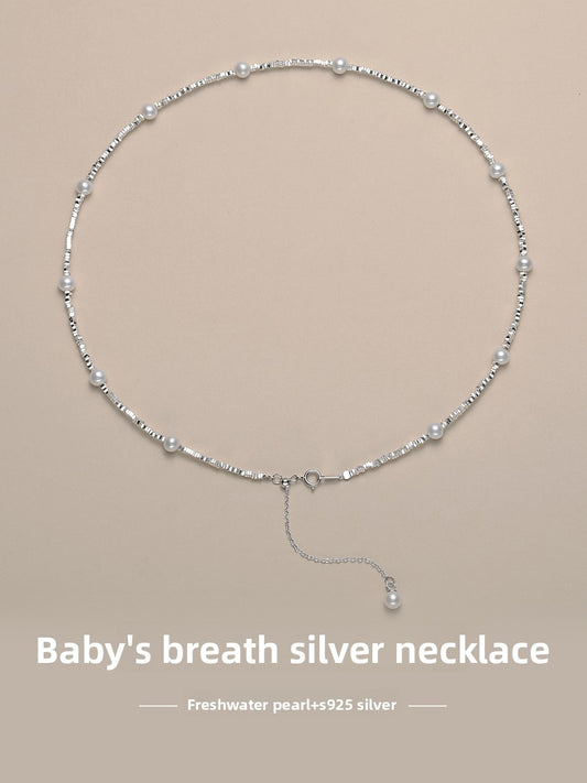 Baby Pearl Necklace Gypsy Lady Natural Freshwater Round Strong Light