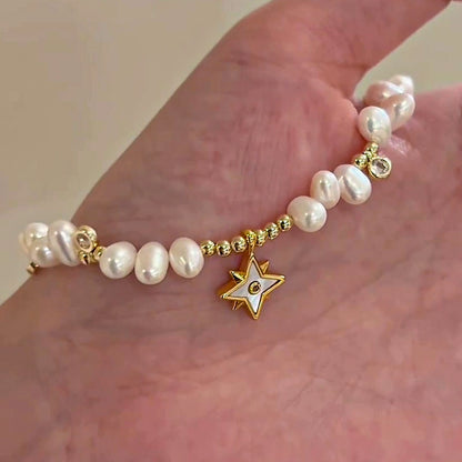 Natural Freshwater Pearl Necklace Ladies Exquisite Star Pendant Rice Beads
