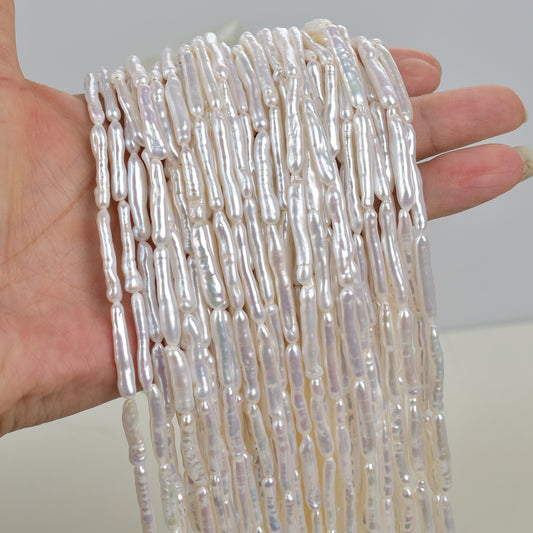 1090 Natural Freshwater Pearl, Baroque Pearl Necklace White Toothpick Beads