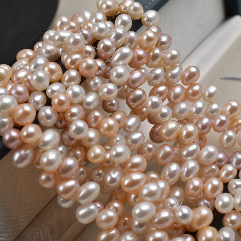 1026 40Cm Long, Strong Light 7-8mm Colored Rice Beads Natural Freshwater Pearl