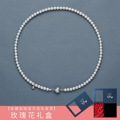 Necklace Ladies Positive Round Extremely Strong Light High-grade Natural Freshwater Baby Pearl Full Bead Chain