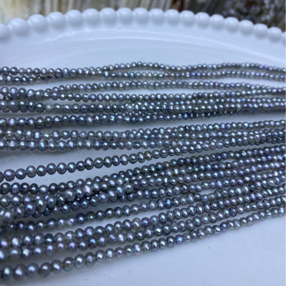1161 3mm grey, natural freshwater pearl loose beads work in progress naked beads DIY