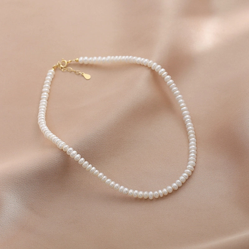 Natural freshwater pearl necklace women's 925 silver light luxury niche design simple and fashionable versatile collarbone chain for girlfriend