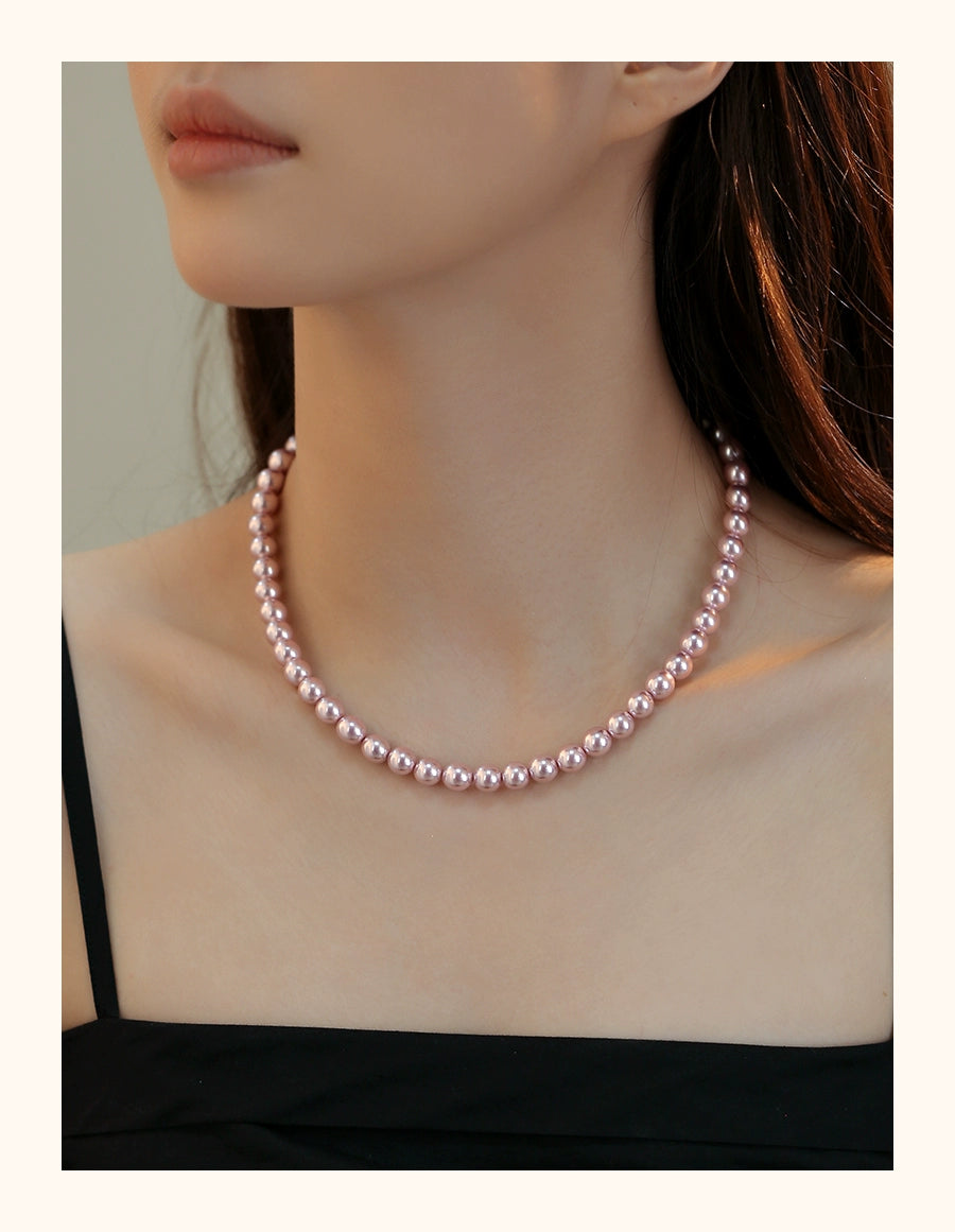 Pink Pearl Necklace Ladies Sweet Sweater Chain