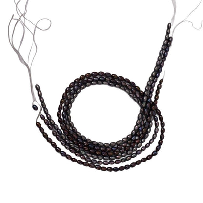 1030 Natural Freshwater Pearl Dyed Peacock Black  3-4mm Pearl DIY Necklace Jewelry Accessories