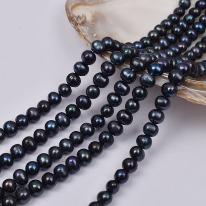 1117 natural freshwater pearl 8-9mm punch black egg-shaped freshwater pearl work in progress DIY handmade materials wholesale