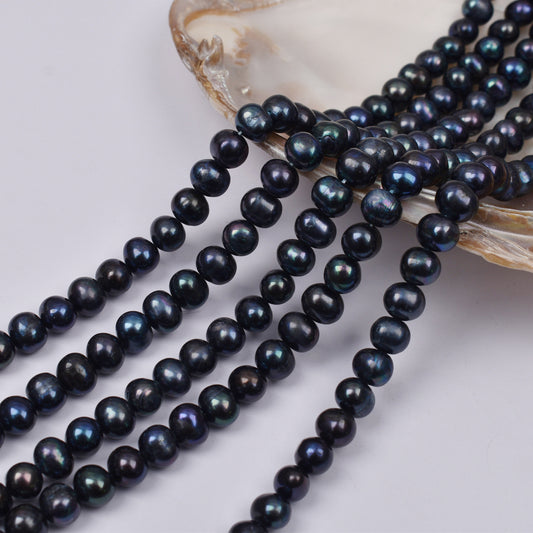 1117 natural freshwater pearl 8-9mm punch black egg-shaped freshwater pearl work in progress DIY handmade materials wholesale