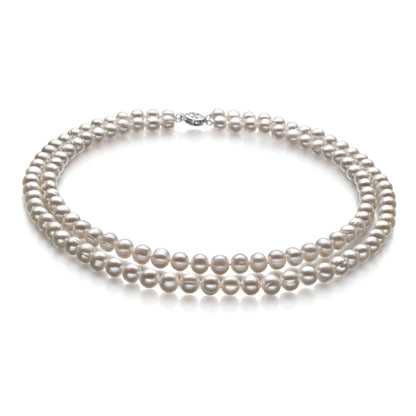 White Freshwater Pearl Necklace Bracelet Earrings Set with 925 Silver Accessories Double Row Pearl Jewelry Wholesale