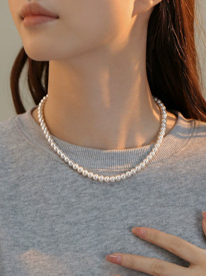 pearl necklace women's 6mm model 2025 new popular stacking wear