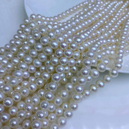 1165 freshwater pearl nearly round 7-8mm natural white work in progress DIY handmade accessories