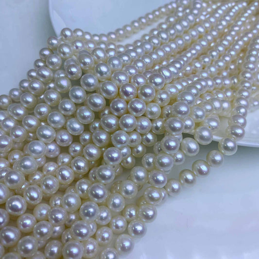 1165 freshwater pearl nearly round 7-8mm natural white work in progress DIY handmade accessories