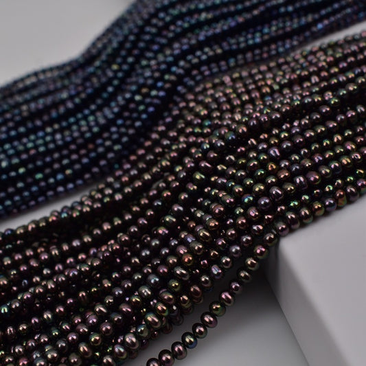 1177 Natural Freshwater Pearl Peacock Black, Pearl String Loose Bead Pearl work in progress DIY