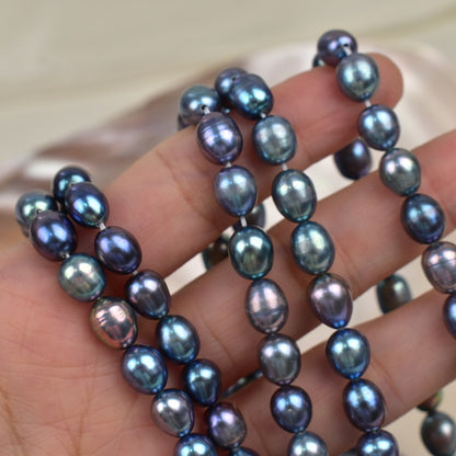 1022 7-8Mm Rice Beads Malachite Green Natural Freshwater Pearl