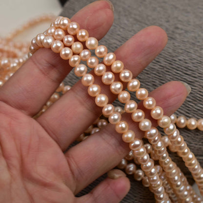 1162 5-6Mm Freshwater Pearl Loose Pearl Natural Pearl Pink Near Round Perforated Pearl work in progress diy