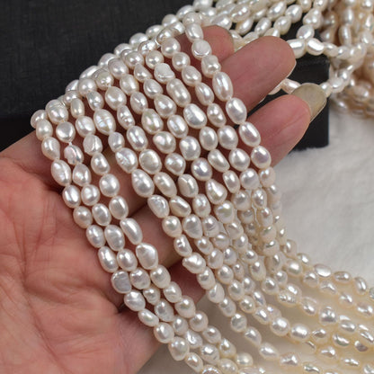 1018 5-6Mm straight hole two-sided natural freshwater real pearl loose bead string DIY jewelry accessories