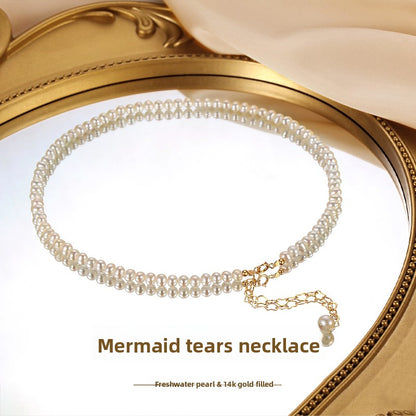 Pearl Necklace Ladies Celebrity Near Round Freshwater Beads French Love Engraving