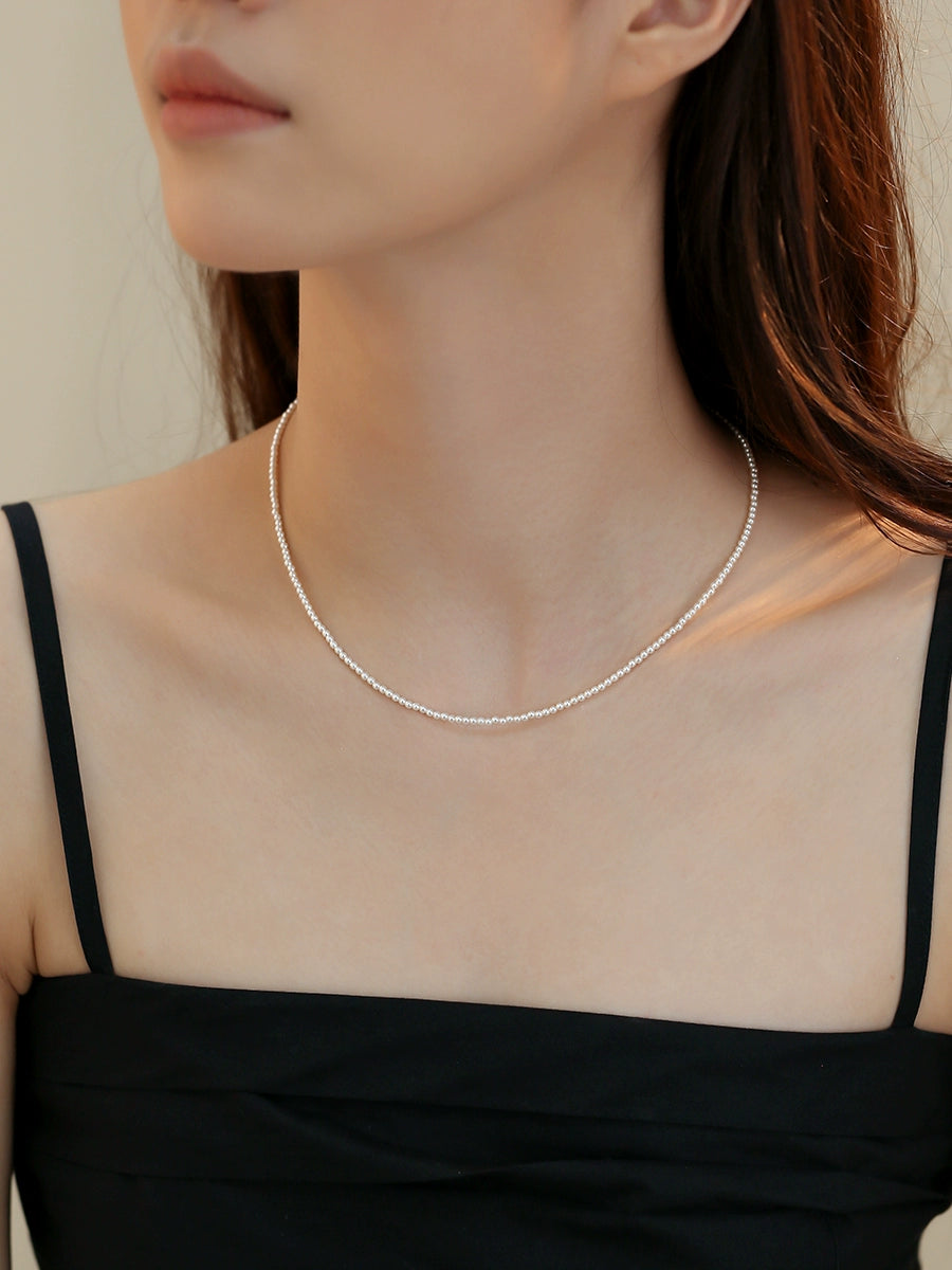 pearl necklace women's 2mm ultra-fine baby stacked