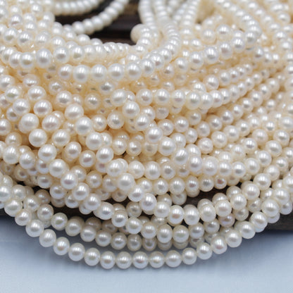 1132 new 5-5.5 mm strong light nearly round natural freshwater pearl DIY material