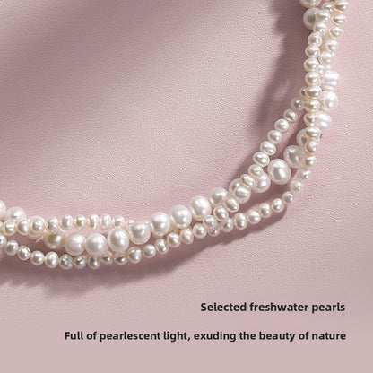 Multi-layer Twist Pearl Necklace Women's Natural Freshwater French Vintage Short Sweater Chain