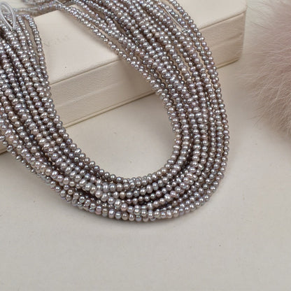 1137 3-4Mm Grey, Pearl Freshwater Pearl DIY Bracelet Necklace work in progress Natural Pearl