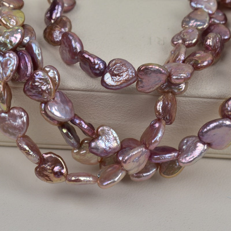 1077 Natural Freshwater Pearl Loose Beads Purple Love Shaped Baroque Pearl