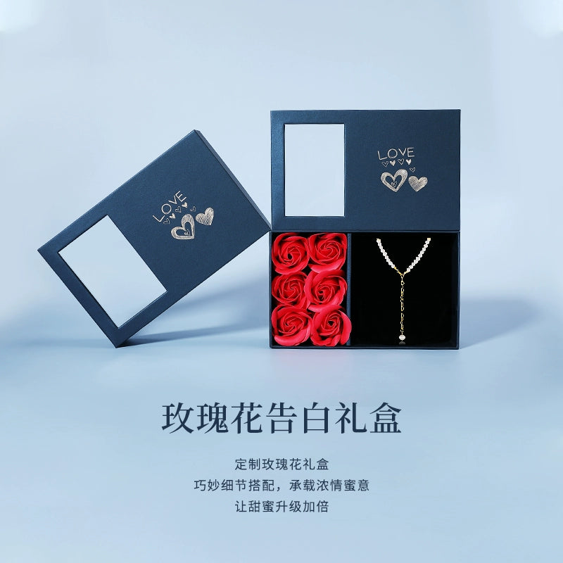 Pearl Necklace Ladies Celebrity Near Round Freshwater Beads French Love Engraving